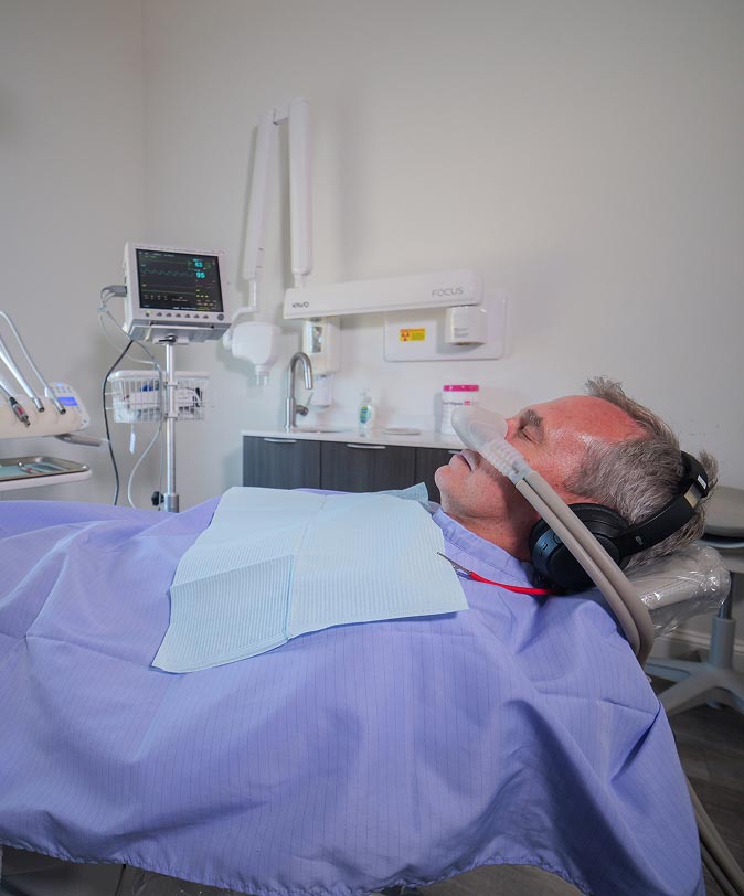 male patient receiving nitrous oxide sedation